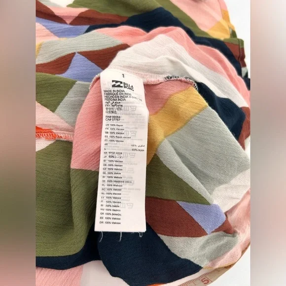 Billabong Rainbow Gate Maxi Boho Beachy Geometric Flowy Resort Dress Size M - Picture 10 of 12